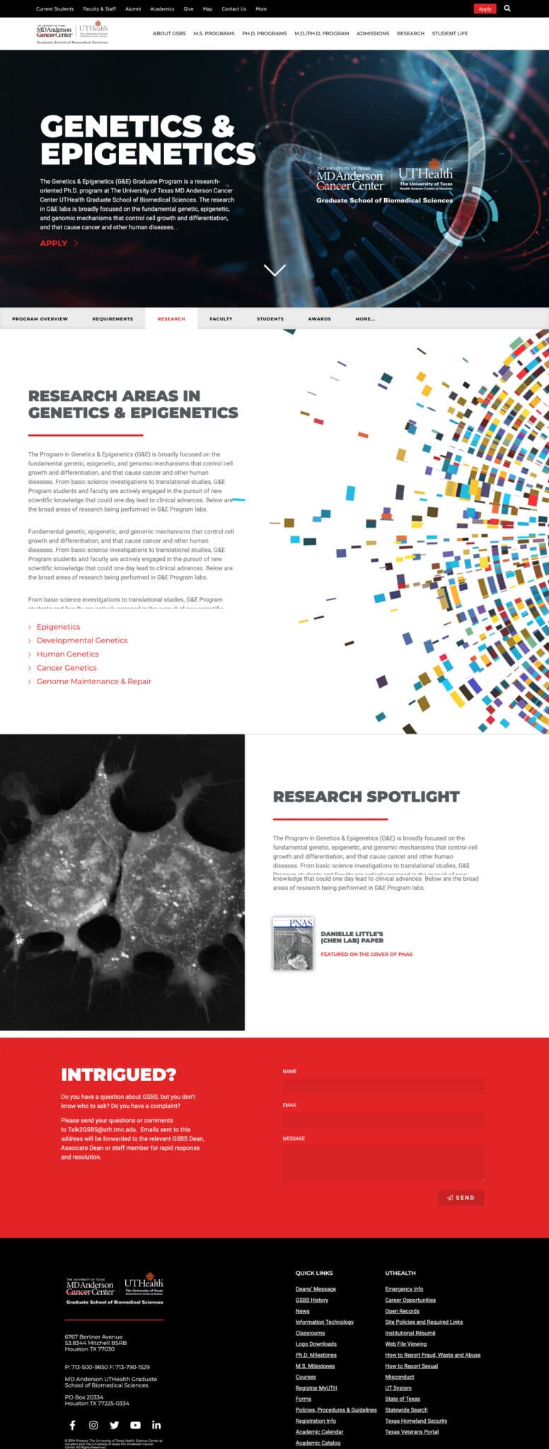 GSBS Genetics program page