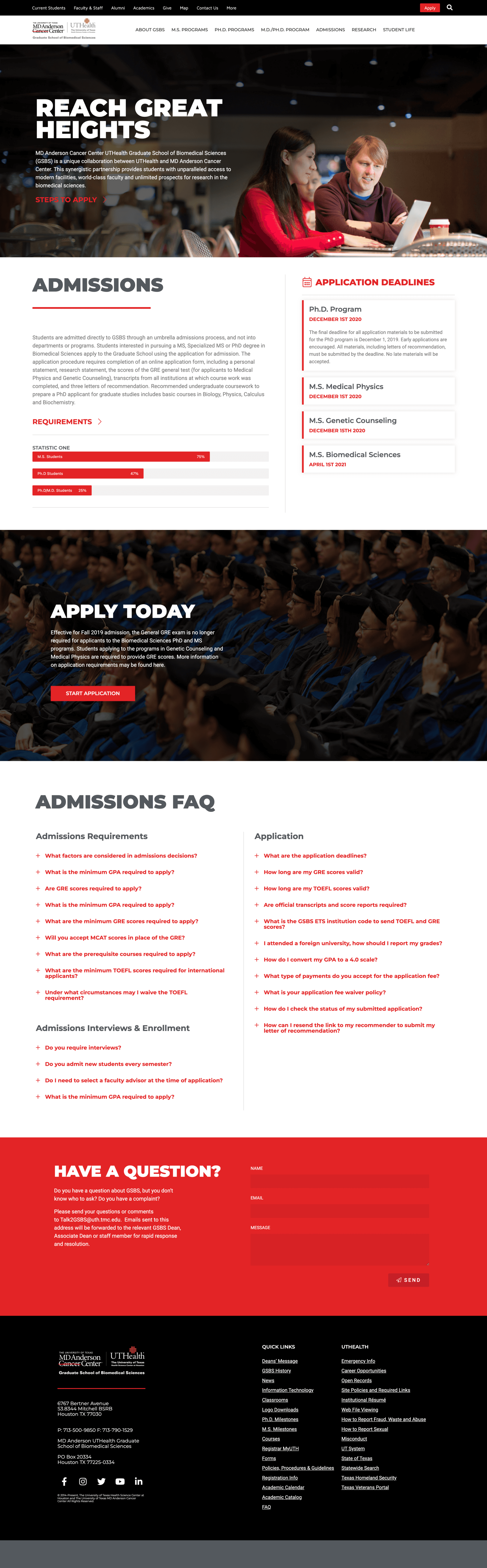 GSBS admissions page