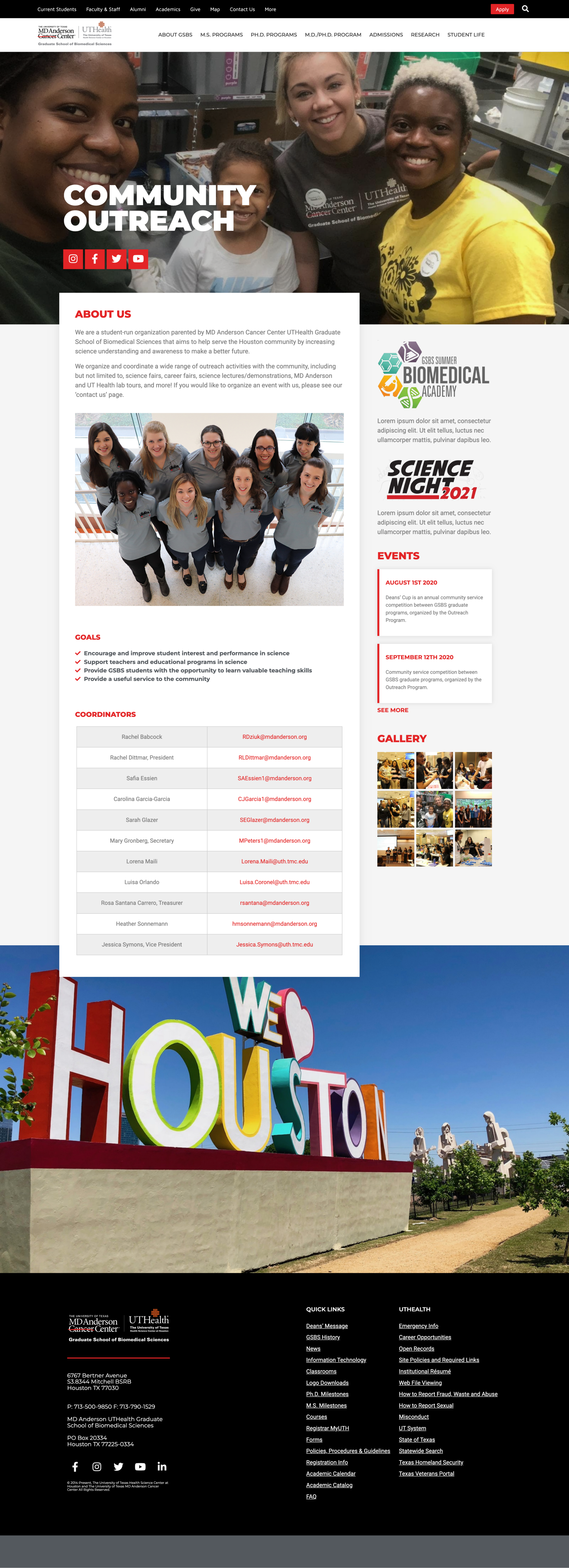 GSBS community outreach page