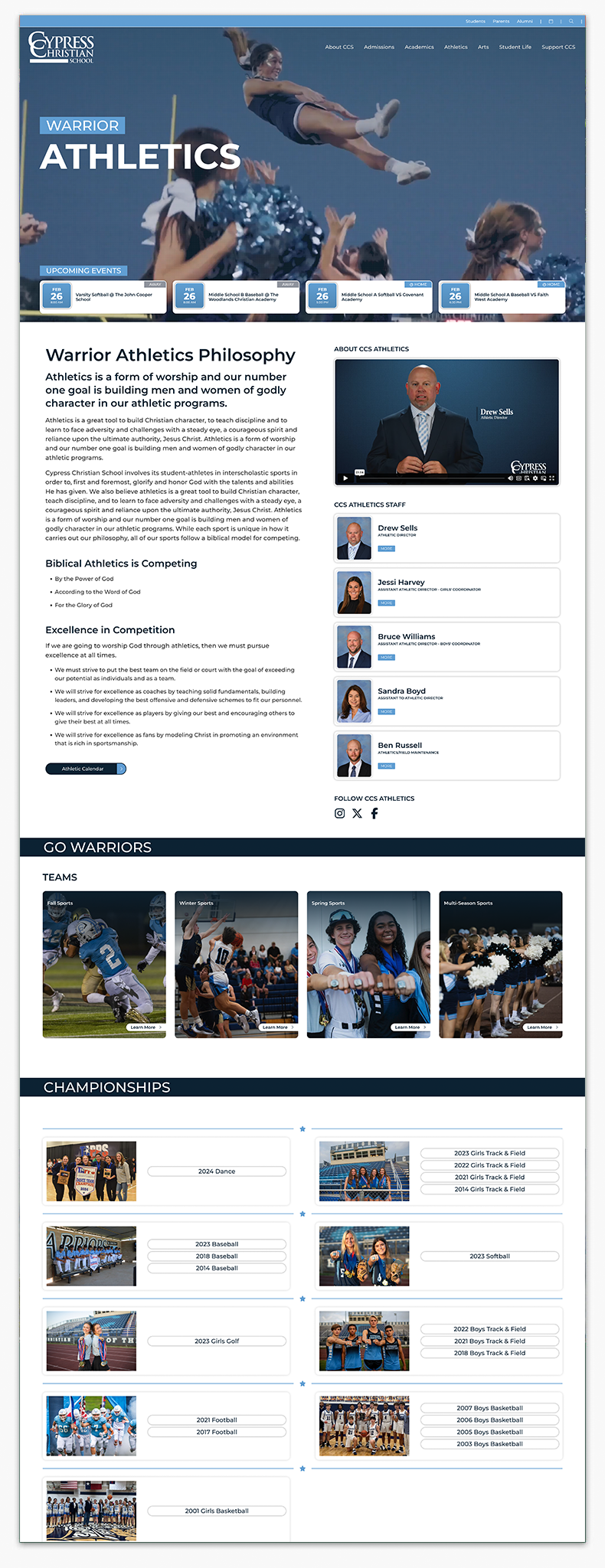 Web design for Cypress Christian School